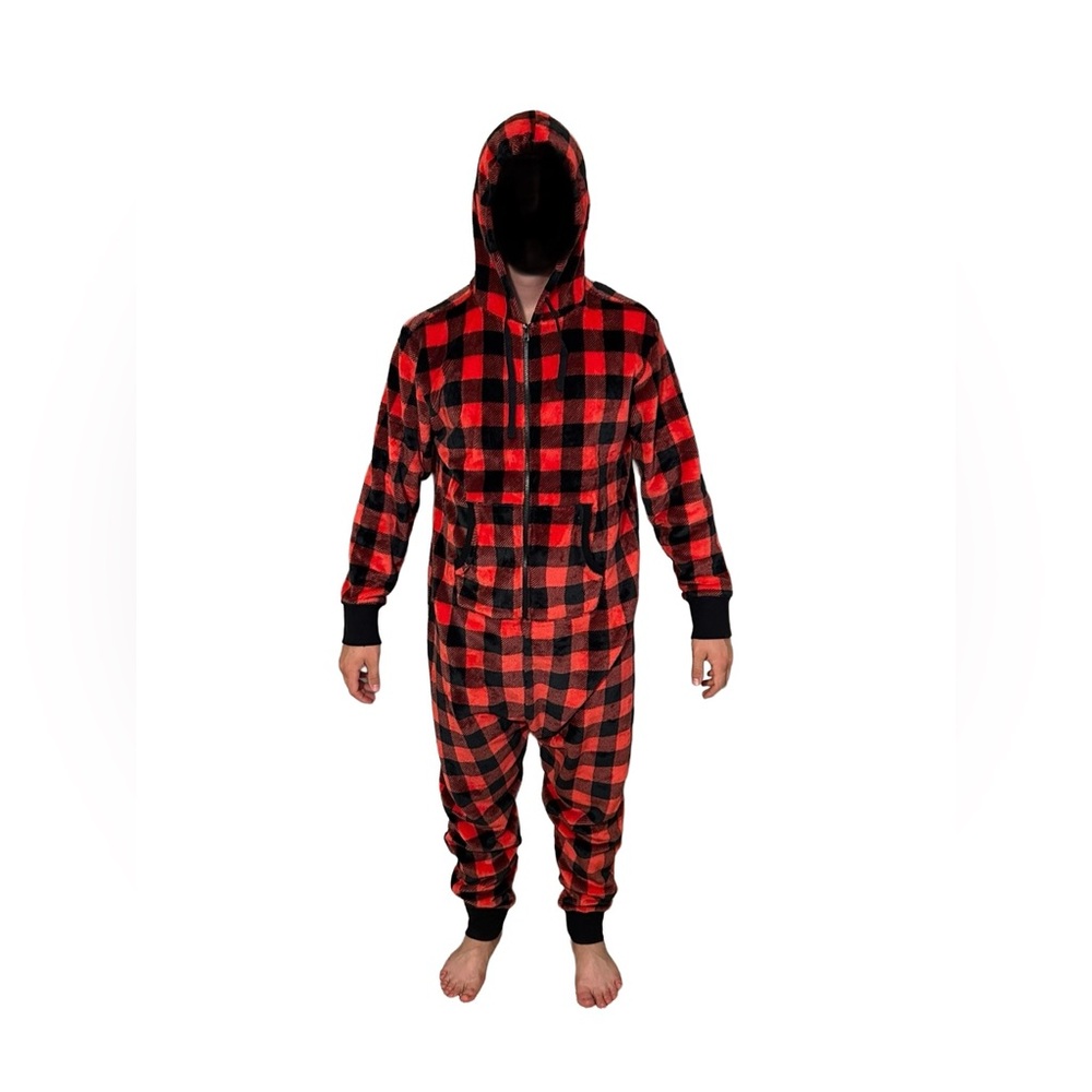 Little‎ Blue House Red and Black Plaid Hooded Onesie